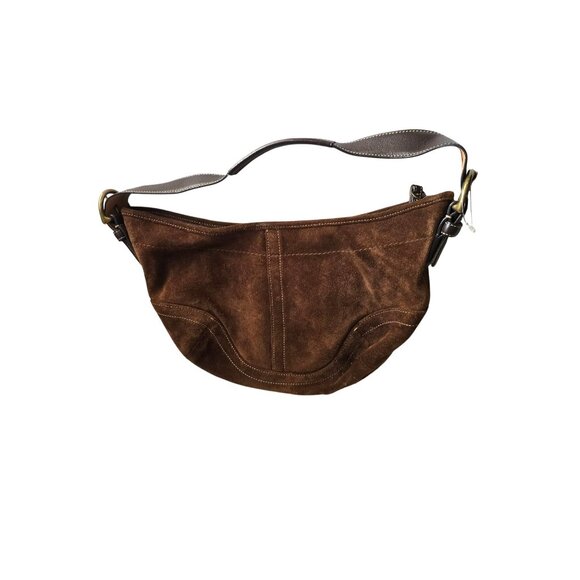 Vintage COACH Suede Crescent Shoulder Bag Chocolate Brown Excellent condition - Picture 2 of 6